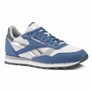 Reebok Classic Leather Turnschuhe Herren - Blau/Weiß/Grau/Tiefes Grau - DE 384-SLT